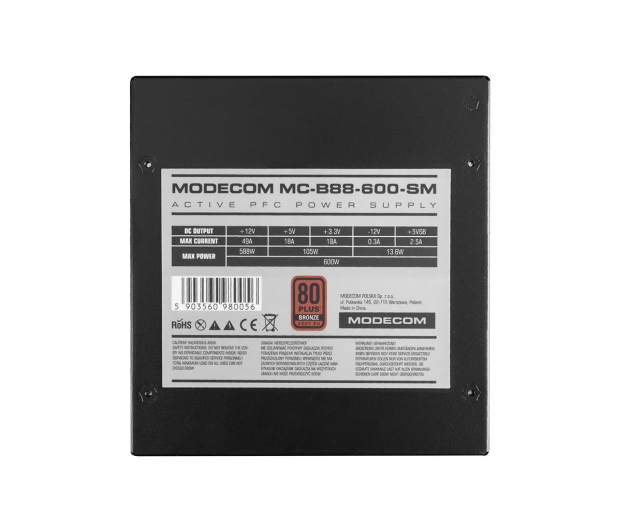 MODECOM MC-B88-600SM 600W 80 Plus Bronze - 606206 - zdjęcie 5